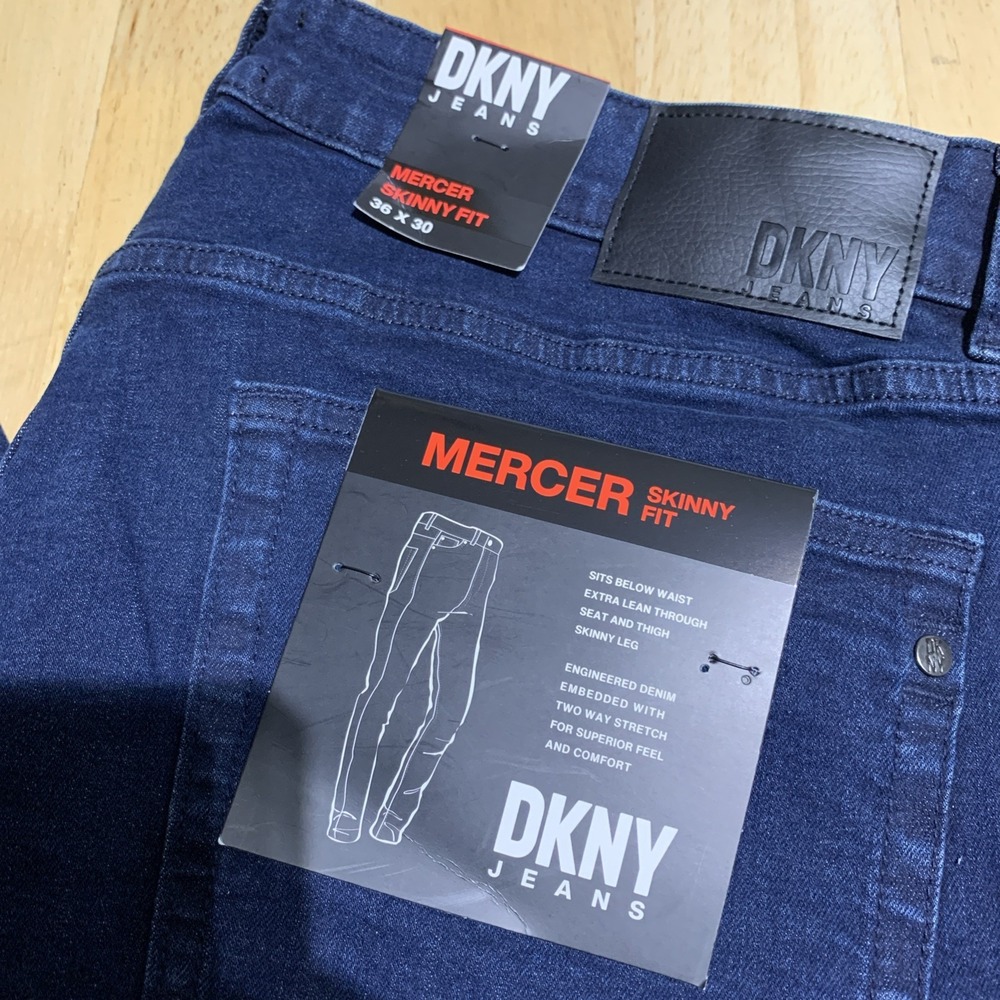 DKNY Mercer Men's 36x30 Jeans Skinny‎ Fit City Blue Cotton Stretch NWT $79.50 - Picture 2 of 11